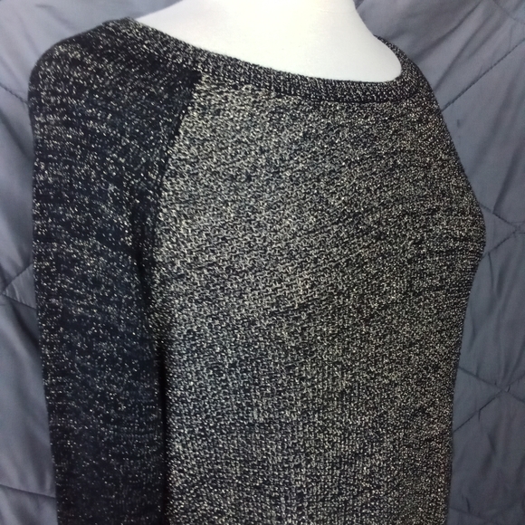 Women's Relativity Metallic Gold & Black Knit Sweater Raglan Sleeve Crew Neck - Picture 2 of 13